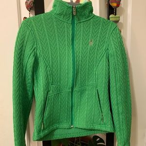 Spyder Green cable knit ski sweater, small, excellent condition
